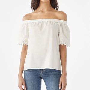 NWT Embroidered Eyelet Cutout Sleeves Off Shoulder Top